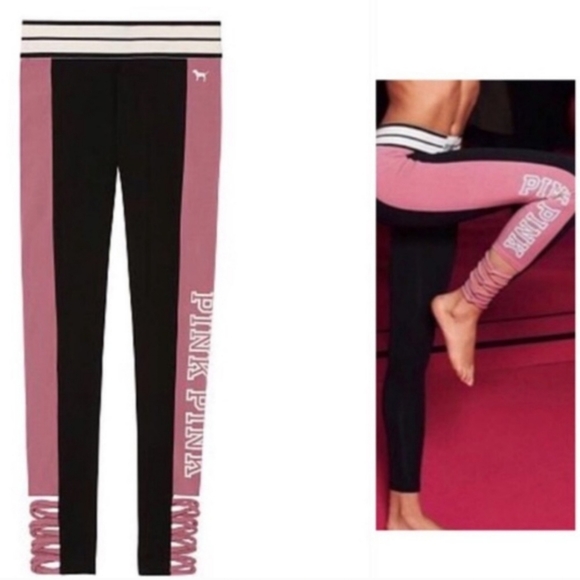 PINK Victoria's Secret Pants - Victoria Secret PINK Strappy Logo Leggings